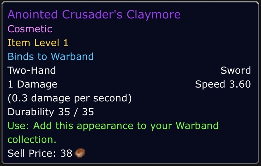 Anointed Crusader's Claymore