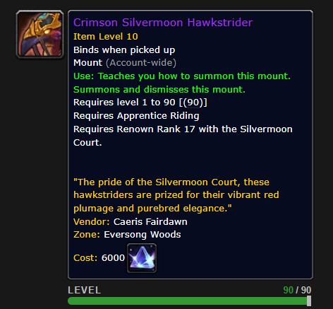 [Midnight] Crimson Silvermoon Hawkstrider