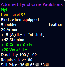 Adorned Lynxborne Pauldrons - Leather Shoulder Ivl 92