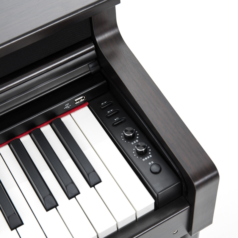 DK-110：高端数码钢琴，88键重锤键盘，357种音色，192种复音数，蓝牙，LCD屏
