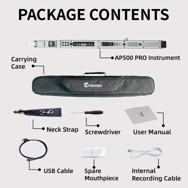 Greaten AP500 Pro Electronic Wind Instrument, 120 Sounds, Voice Control, Bluetooth