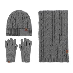 Wool Beanie / Scarf / Touchscreen Gloves Set