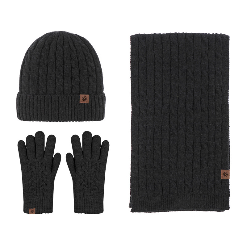 Wool Beanie / Scarf / Touchscreen Gloves Set