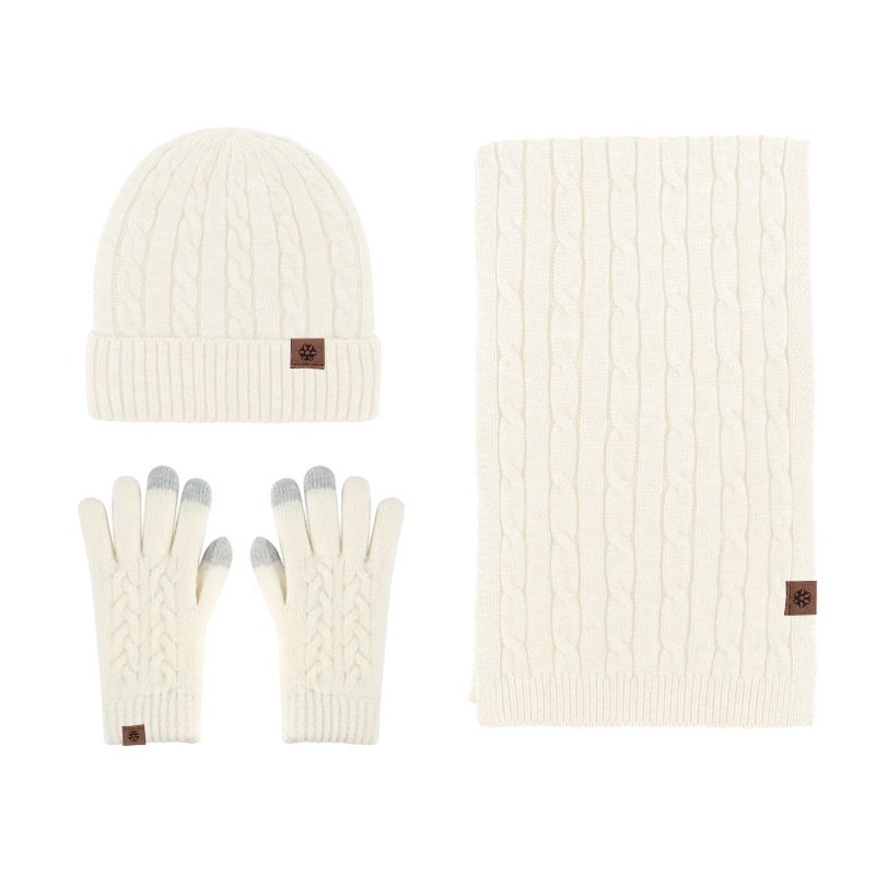 Wool Beanie / Scarf / Touchscreen Gloves Set