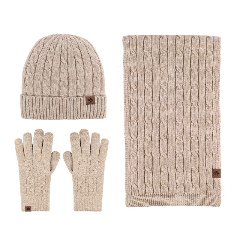 Wool Beanie / Scarf / Touchscreen Gloves Set