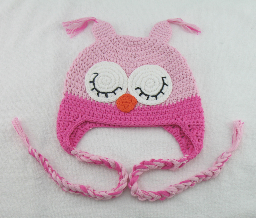 Hand-Knit Baby Owl Trapper Beanie