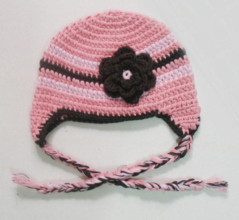 Hand-Knit Baby Girl Floral Trapper Beanie
