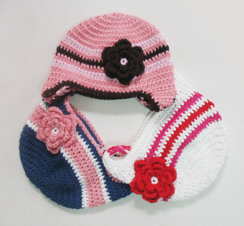 Hand-Knit Baby Girl Floral Trapper Beanie