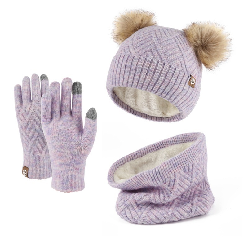 Wool Beanie/Touchscreen Gloves/Neck-Warmer Set