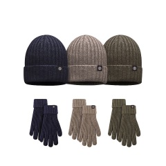 Wool Beanie Cap / Touchscreen Gloves Set