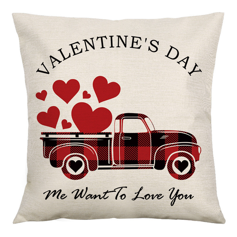 Valentine's Day Sauqre Sackcloth Throw Pillow