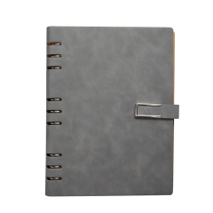 Leather Cover Spiral Notebook with Strap Button Closure