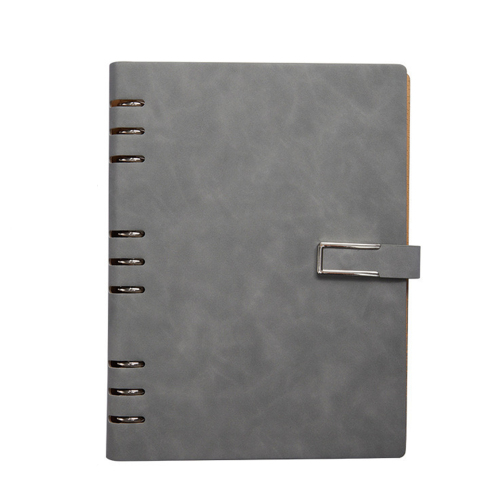 Leather Cover Spiral Notebook with Strap Button Closure