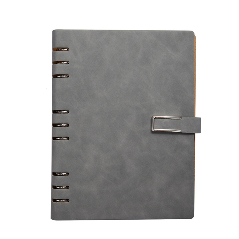 Leather Cover Spiral Notebook with Strap Button Closure