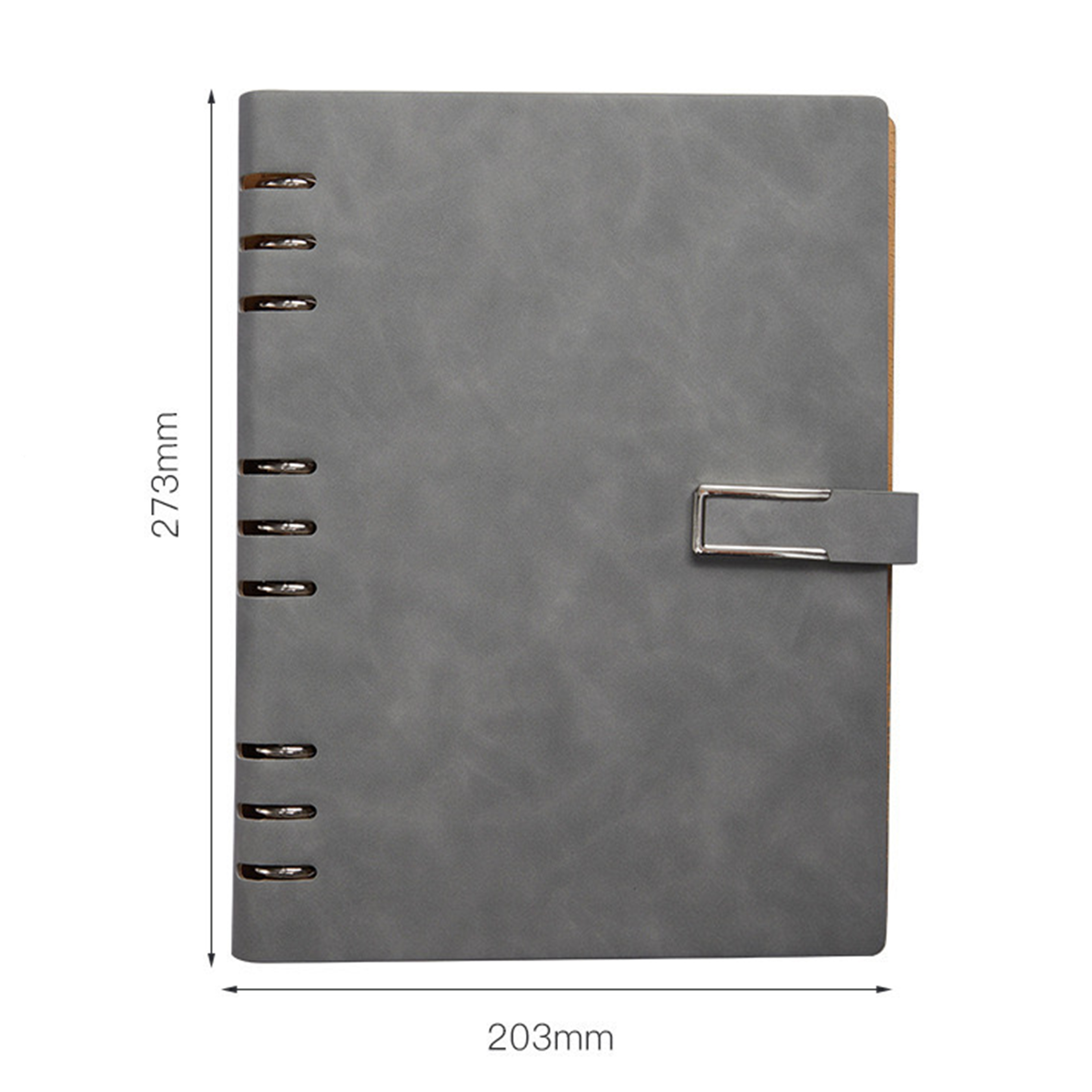 Leather Cover Spiral Notebook with Strap Button Closure