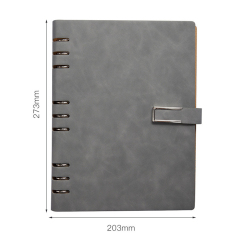 Leather Cover Spiral Notebook with Strap Button Closure