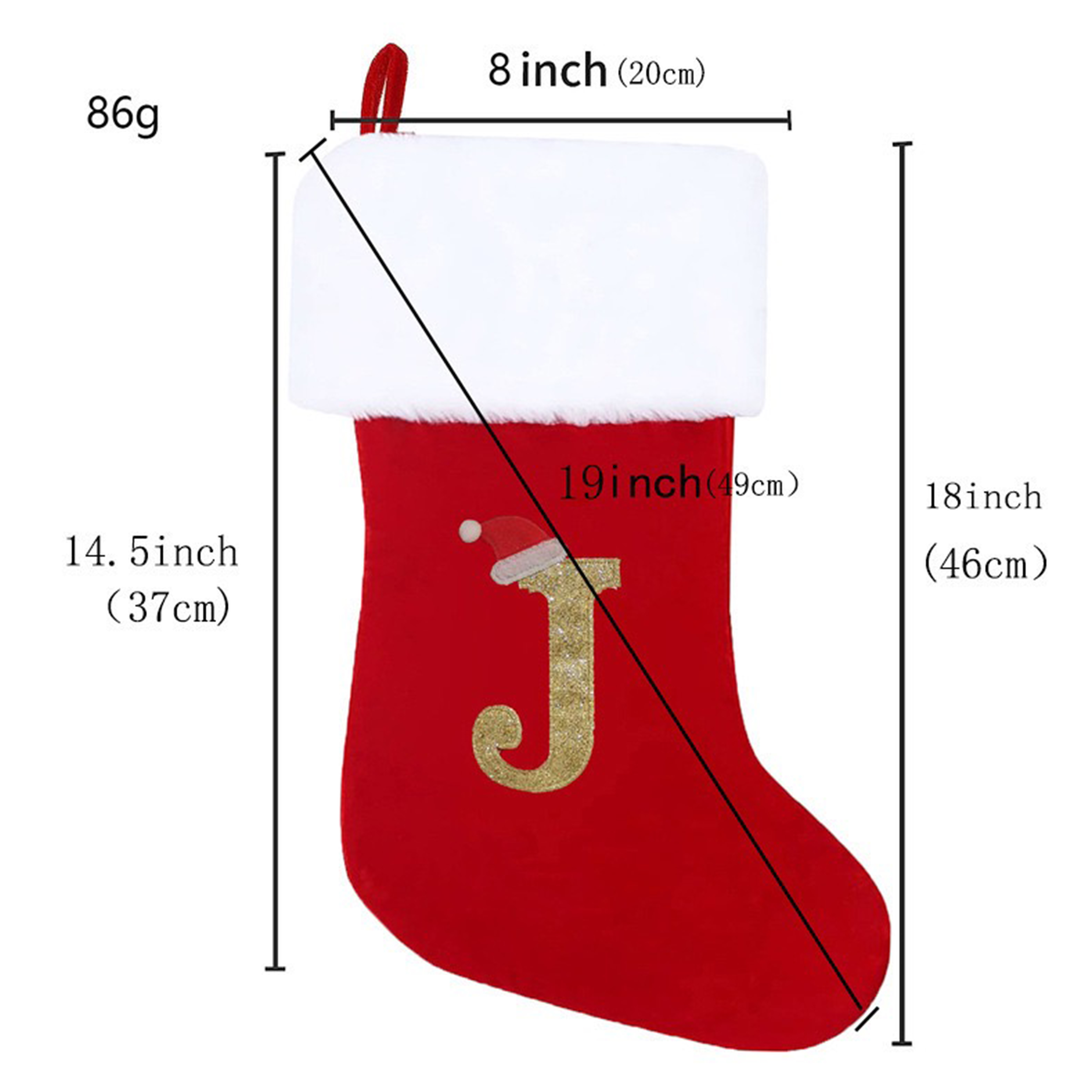 Alphabet Pattern Plush Christmas Sock Ornament