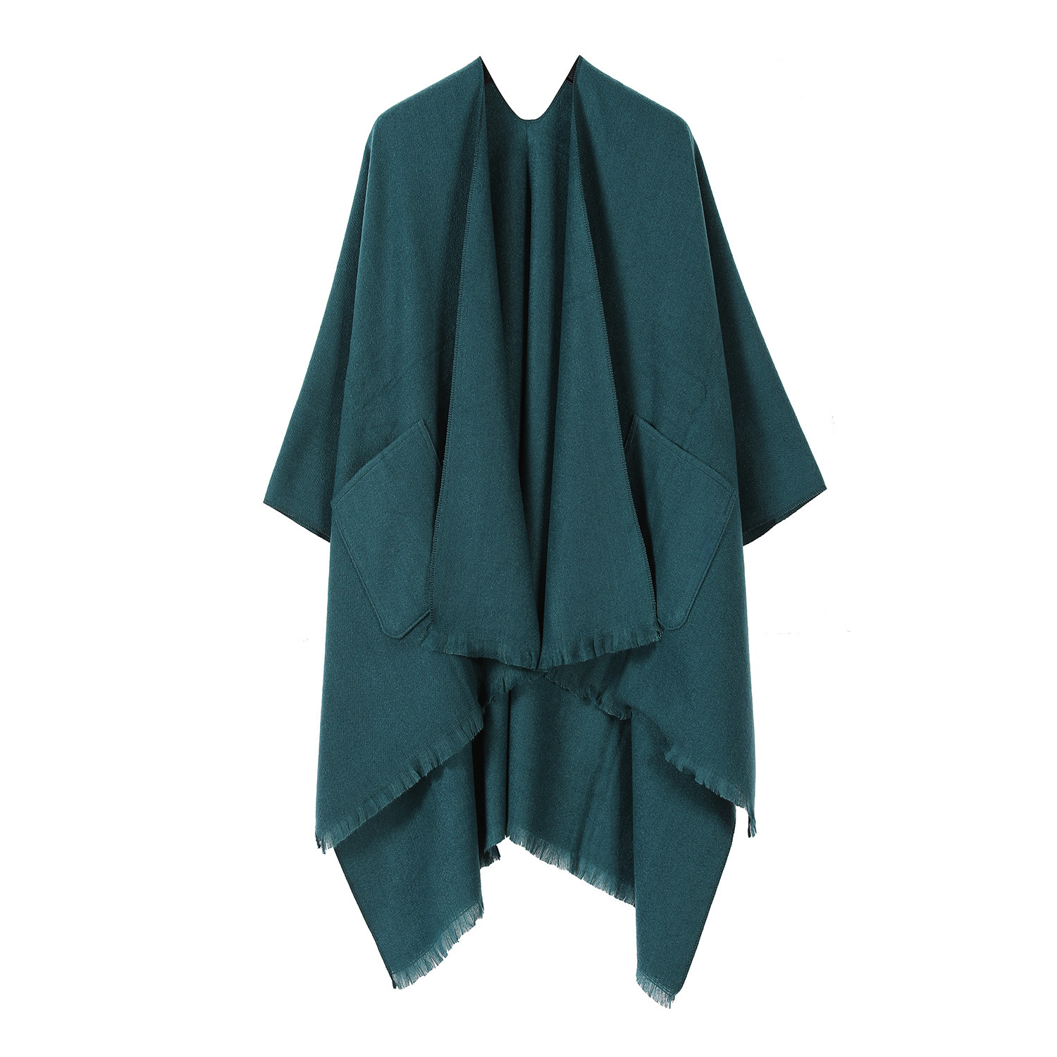 Solid-Color Long Shawl with Tassel