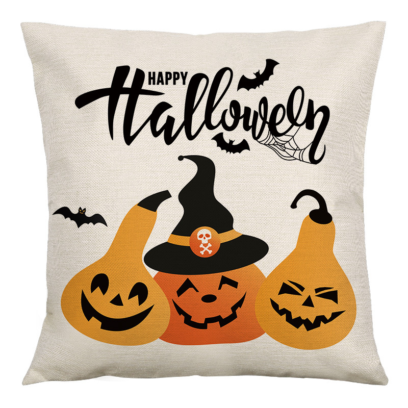 Halloween Sauqre Sackcloth Throw Pillow