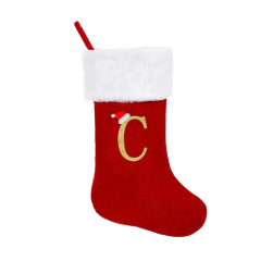 Alphabet Pattern Plush Christmas Sock Ornament