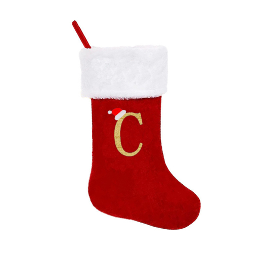 Alphabet Pattern Plush Christmas Sock Ornament