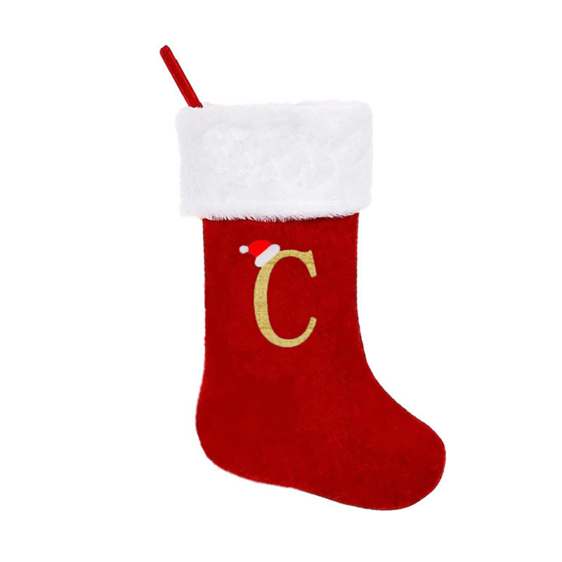 Alphabet Pattern Plush Christmas Sock Ornament