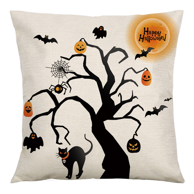 Halloween Sauqre Sackcloth Throw Pillow