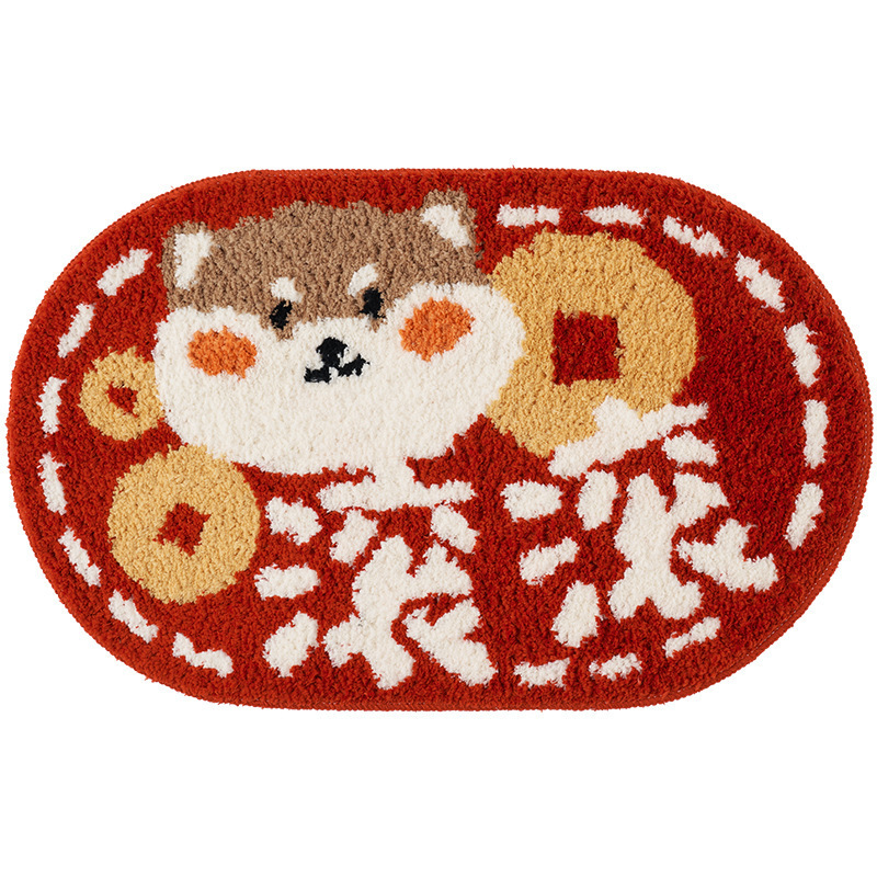 Flocking Oval Floor Mat