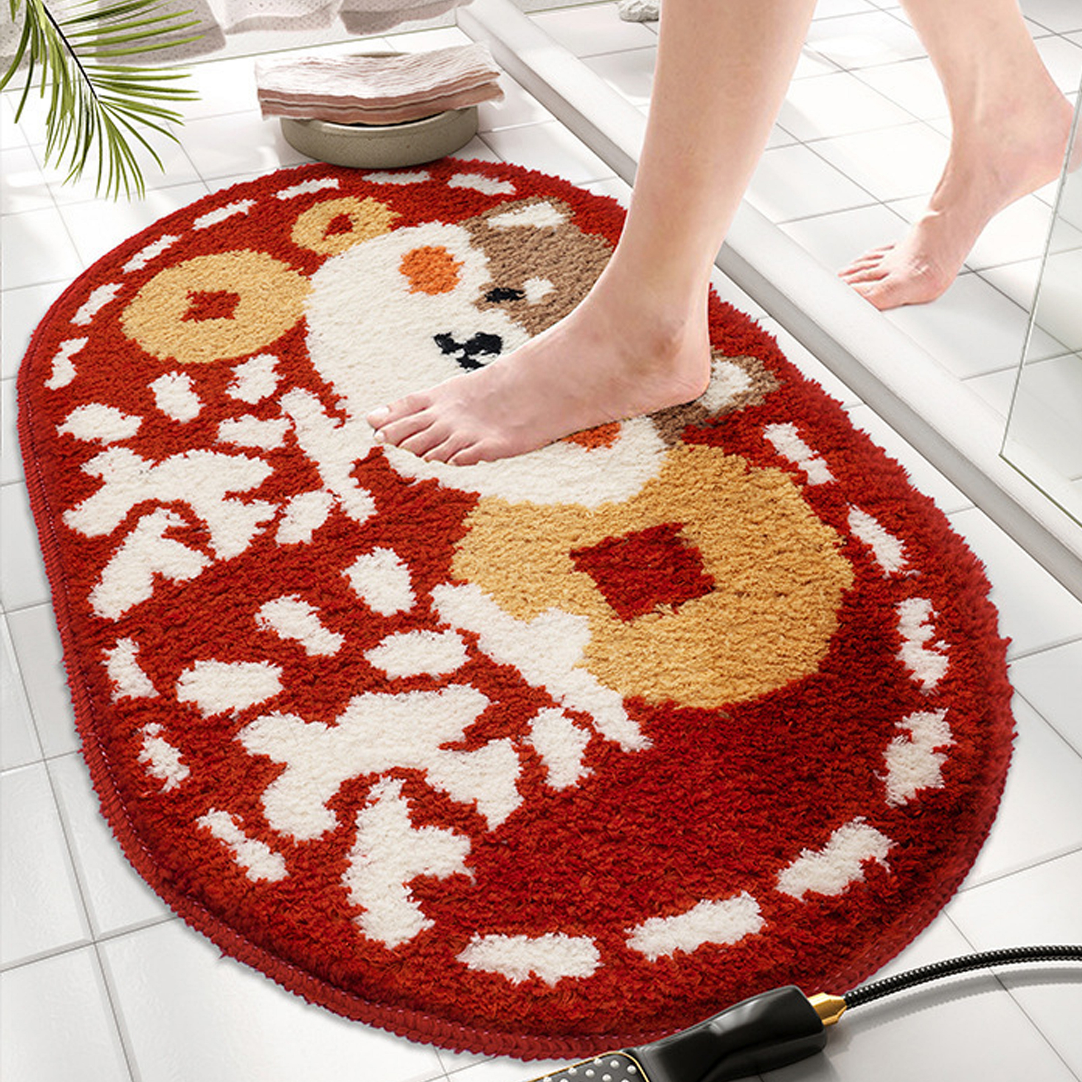 Flocking Oval Floor Mat