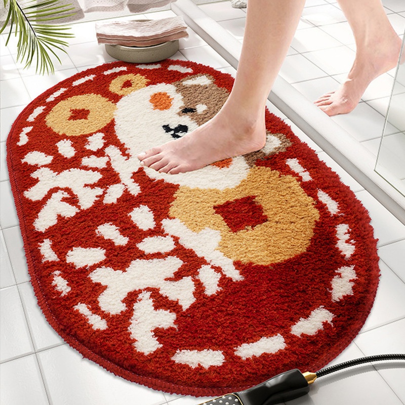 Flocking Oval Floor Mat