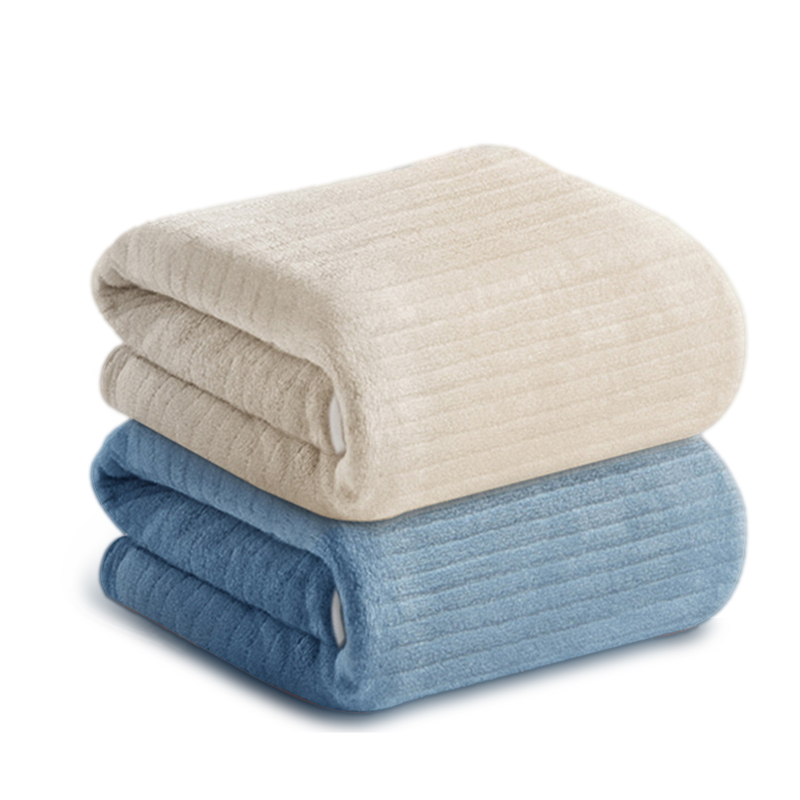 Narrow-Ribbed Coral Fleece Towel