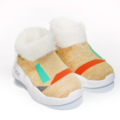 Gold thread plush baby sock shoe