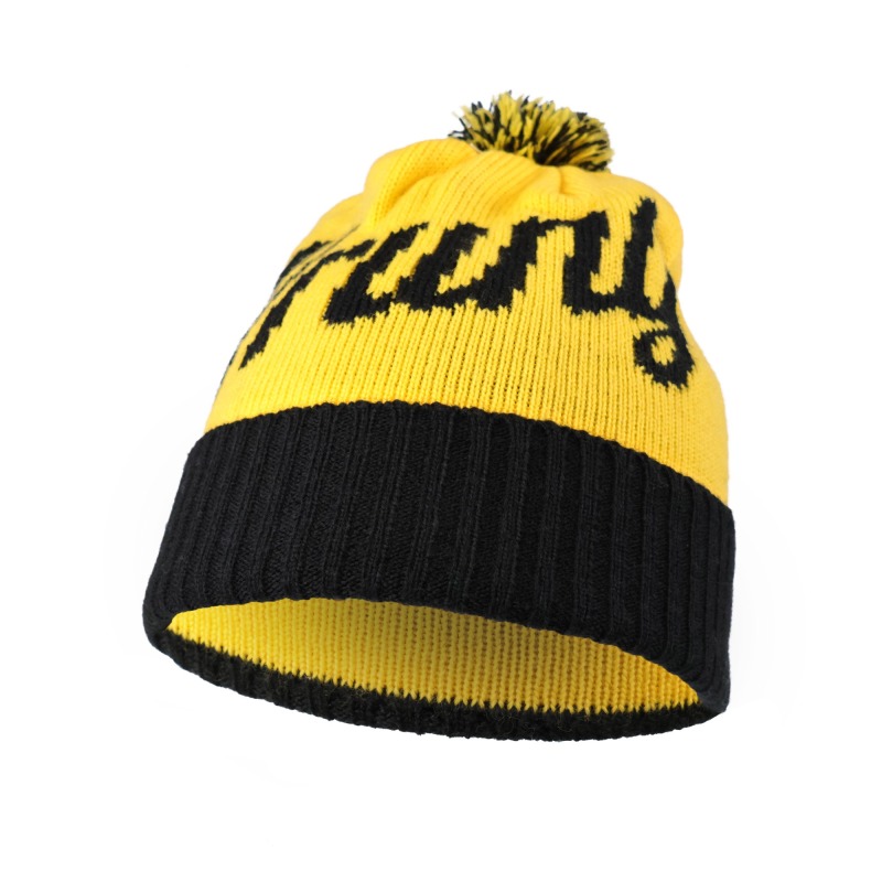 Yellow Pompom Beanie