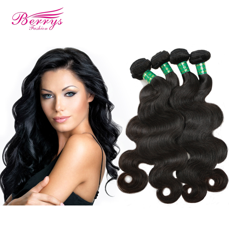Berrys Fashion Beautiful Queen Hair Brazilian Virgin Hair 4 Bundles Body Wave Wet and Wavy Virgin Brazilian Hair