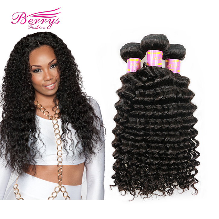 4 Bundles Peruvian Curly Hair Extension Natural Deep Curly / Wave Virgin Hair, 100% Virgin Unprocessed Human Hair