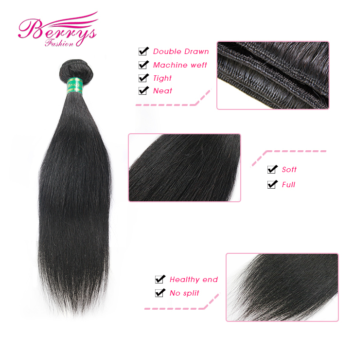 Berrys Fashion Hair Natural Color 4pcs/lot Brazilian Straight Hair Weave 100% Unprocessed Virgin Brazilian Hair