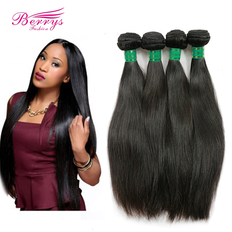 Berrys Fashion Hair Natural Color 4pcs/lot Brazilian Straight Hair Weave 100% Unprocessed Virgin Brazilian Hair