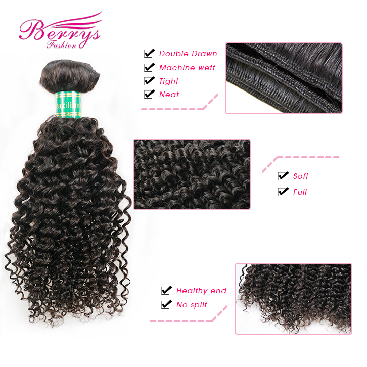 Berrys Fashion Beautiful Queen Hair Brazilian Virgin Hair 4 Bundles Kinky Curly Hair Weave Unprocessed Curly Brazilian Hair Extensions