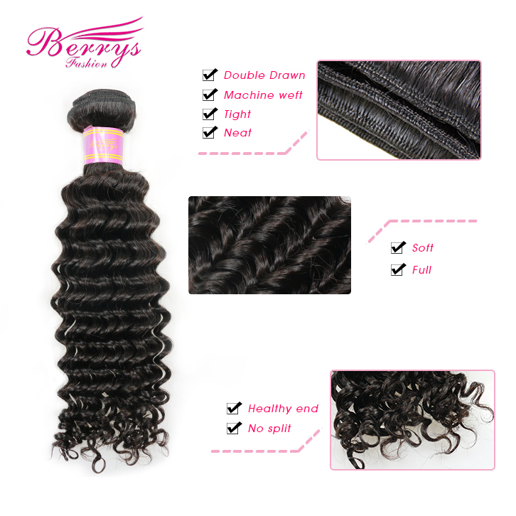 4 Bundles Peruvian Curly Hair Extension Natural Deep Curly / Wave Virgin Hair, 100% Virgin Unprocessed Human Hair