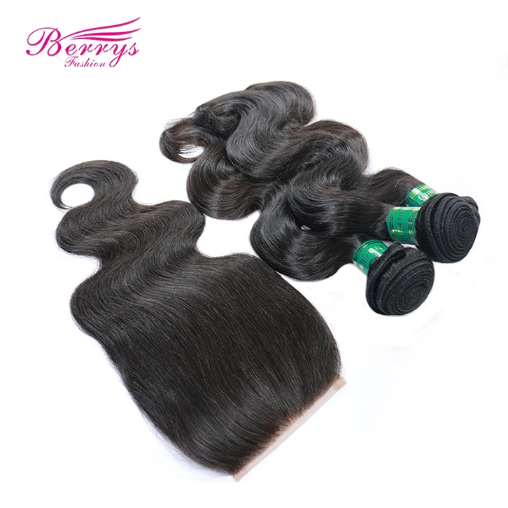 3 Bundles Body Wave Brazilian Virgin Hair With Closure 100% Unprocessed Virgin Hair with 4x4 Lace Closure