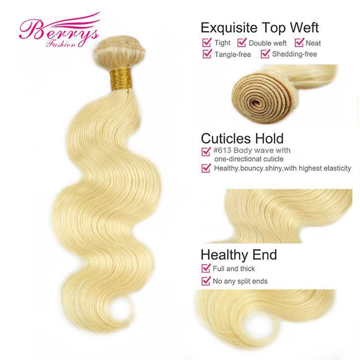 Body Wave 613 Yellow Band  Virgin Human Hair 2pc Soft Shiny Smooth Human Hair