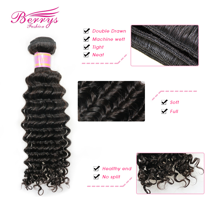 Berrys Fashion Beautiful Queen Hair 1pc Peruvian Deep Wave/Curly Virgin Hair 100% Virgin Unprocessed Human Hair