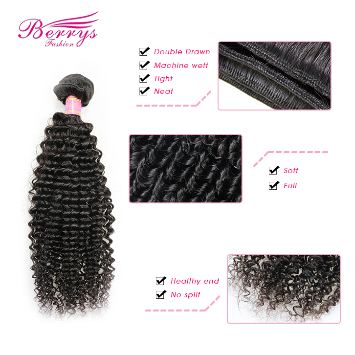 Peruvian Hair 100% Virgin Human Hair Kinky Curly 3 Bundles / pcs 100% Unprocessed Berrys Fashion Raw Hair Free Shipping