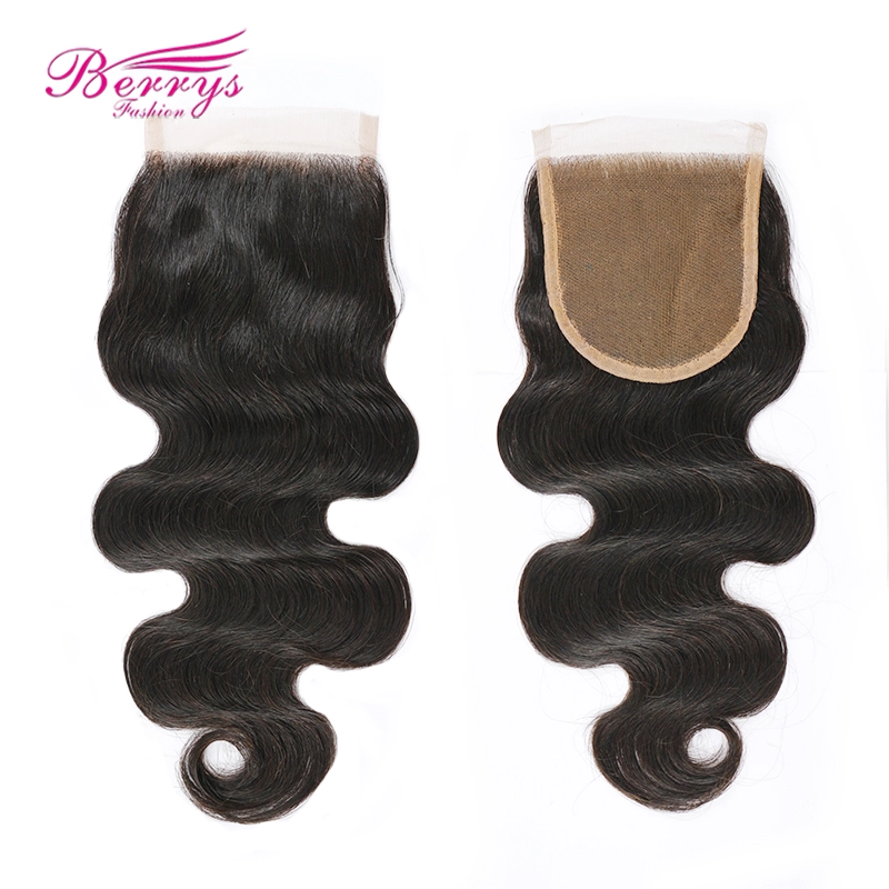 Free/Middle Part 1pc Body Wave transparent and HDLace Closure 4*4 with Baby Hair and Bleached Knots 10-20inch Unprocessed Virgin Berrys Fashion Hair