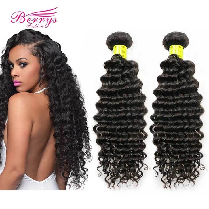 2 Bundles Deep Curly/Wave Virgin Hair 100% Unprocessed Yellow Band Human Hair Extension