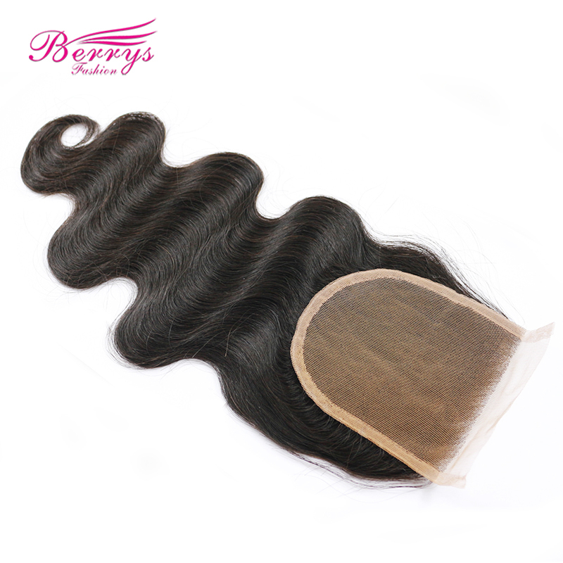 Free/Middle Part 1pc Body Wave transparent and HDLace Closure 4*4 with Baby Hair and Bleached Knots 10-20inch Unprocessed Virgin Berrys Fashion Hair