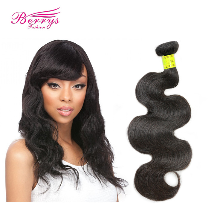 High Quality Unprocessed 1 Bundle Body Wave Sliver Band Remy Human Hair Extension Natural Color Berrys Hair Products