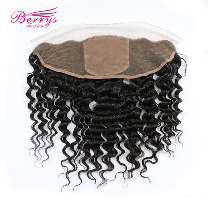 Berrys Fashion Hair New Arrival 1pc 13x4 Deep Wave/Curly Lace Frontal with Middle Silk Base 10-20inch Top Quality Lace Frontal