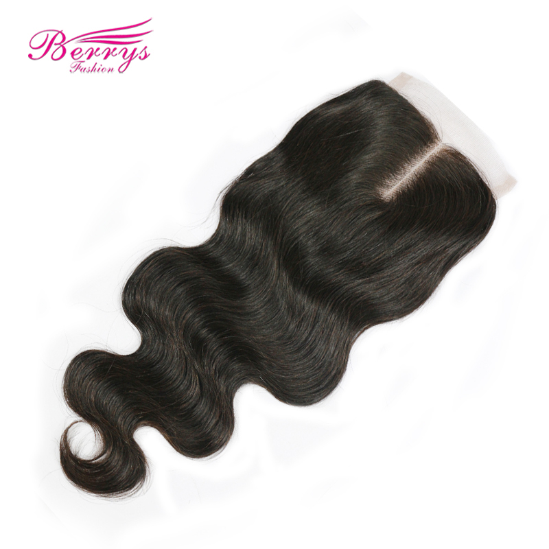 Free/Middle Part 1pc Body Wave transparent and HDLace Closure 4*4 with Baby Hair and Bleached Knots 10-20inch Unprocessed Virgin Berrys Fashion Hair