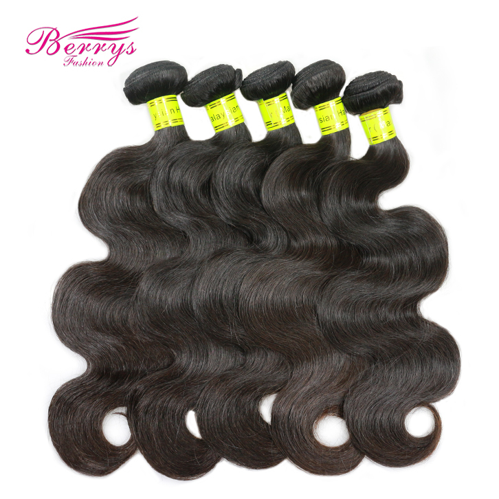 5pcs/lot  Body Wave Human Hair Weave 100% Virgin Unprocessed Berrysfashion Yellow Band Virgin Human Hair Extension